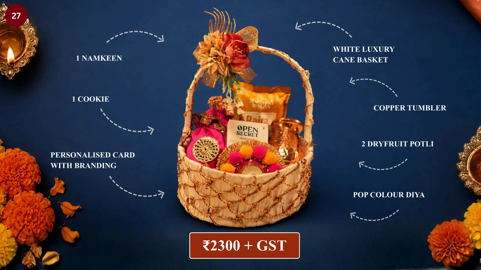 WHITE LUXURY CANE BASKET HAMPER media 2