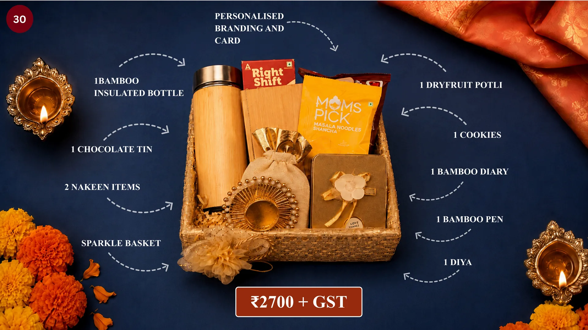 SPARKLE BASKET HAMPER WITH BAMBOO ITEMS media 2