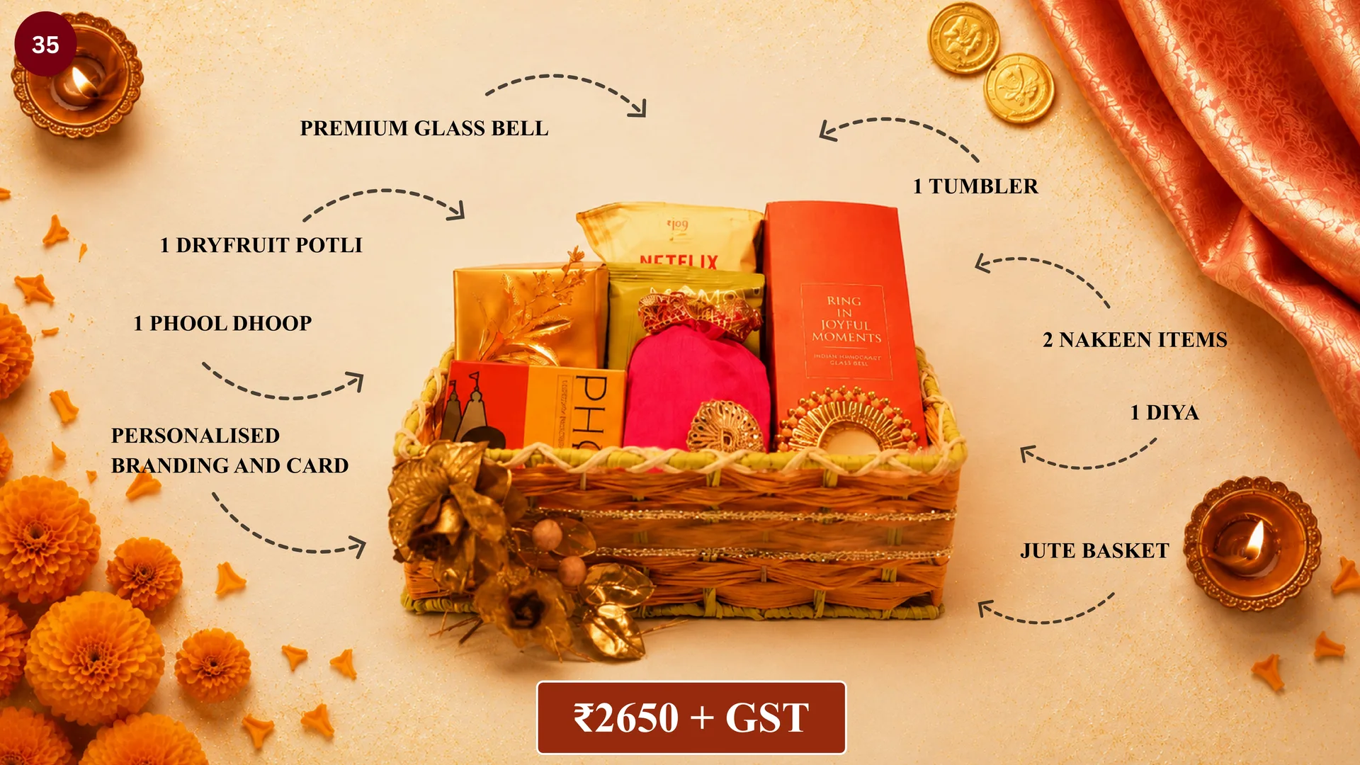 JUTE BASKET HAMPER WITH GLASS BELL media 2